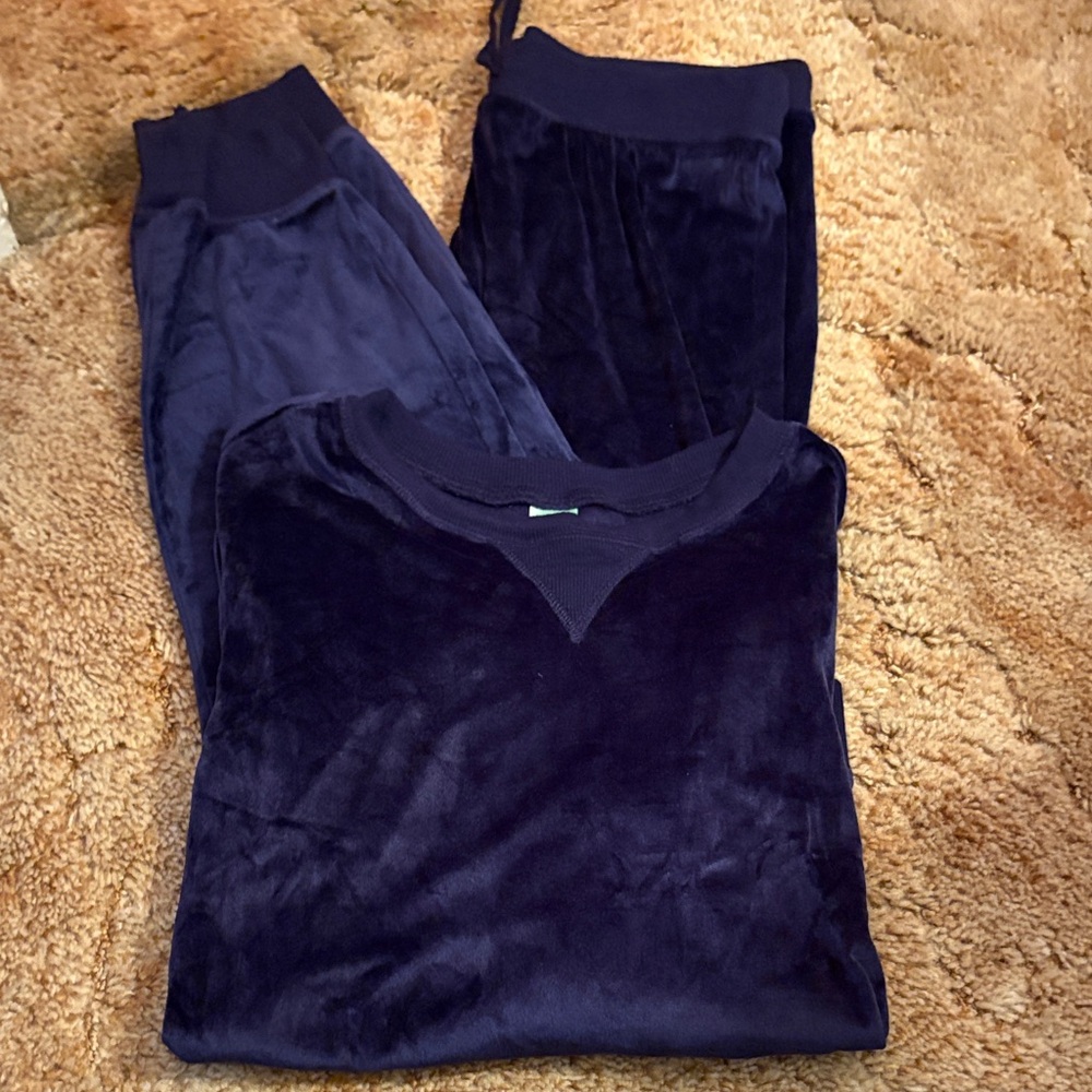 Navy Blue Velour Lounge Set
